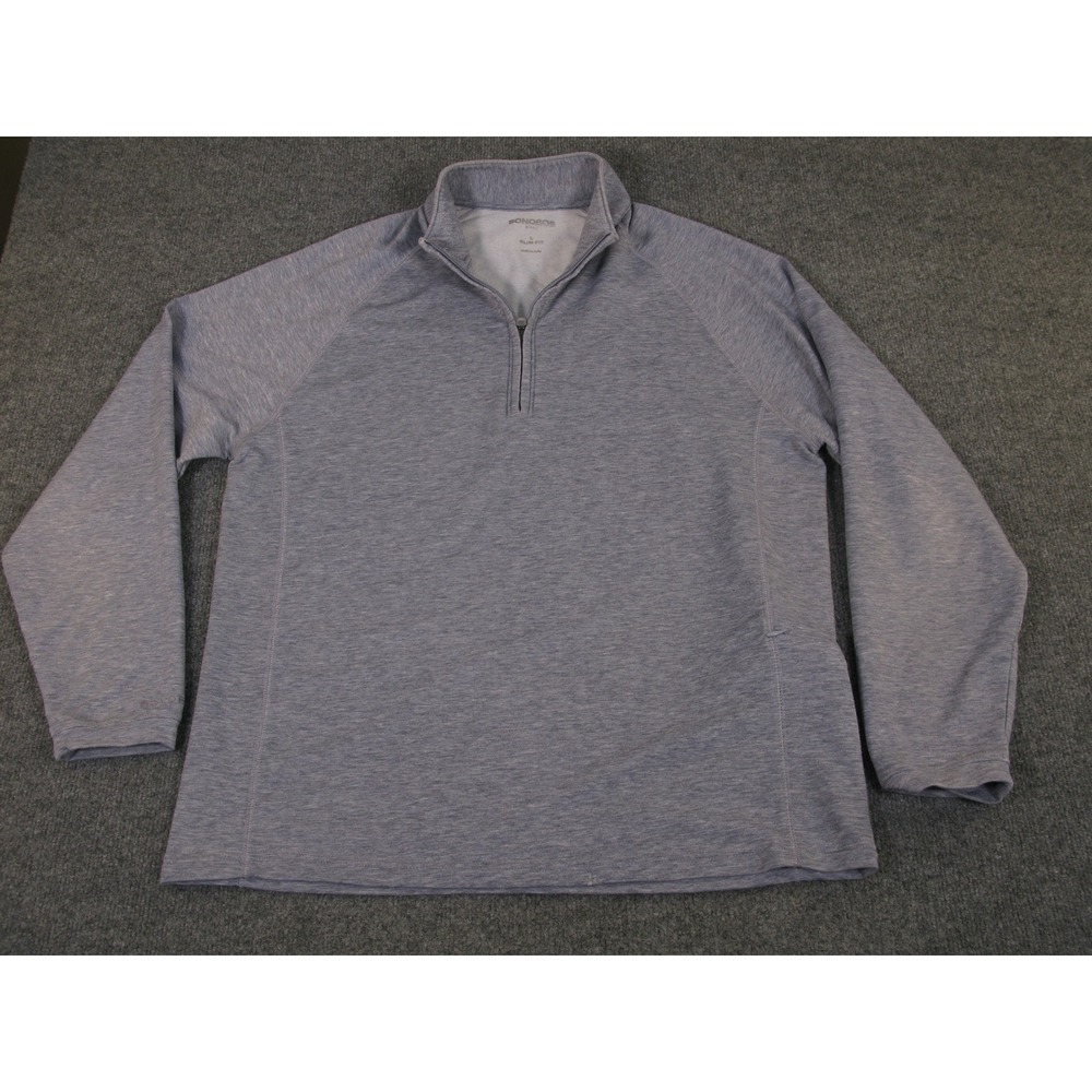 Bonobos Golf Men Slim Fit Quarter Zip Pullover Blue Heather Large RN128054 #2288
